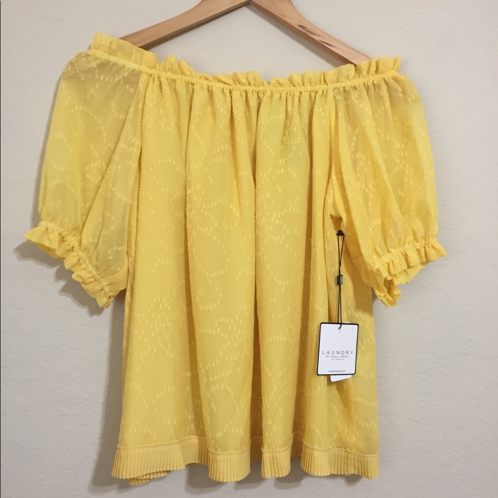 Laundry by Shelli Segal Yellow Blouse Size Large